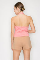 Blusa Con Escote V Profundo Sin Mangas