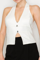Blusa Con Escote V Profundo Sin Mangas