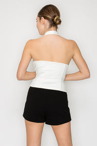Blusa Con Escote V Profundo Sin Mangas