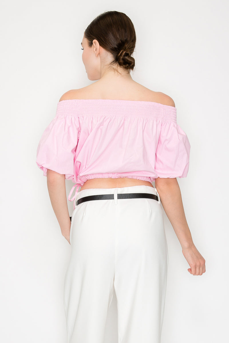 Blusa off shoulder crop