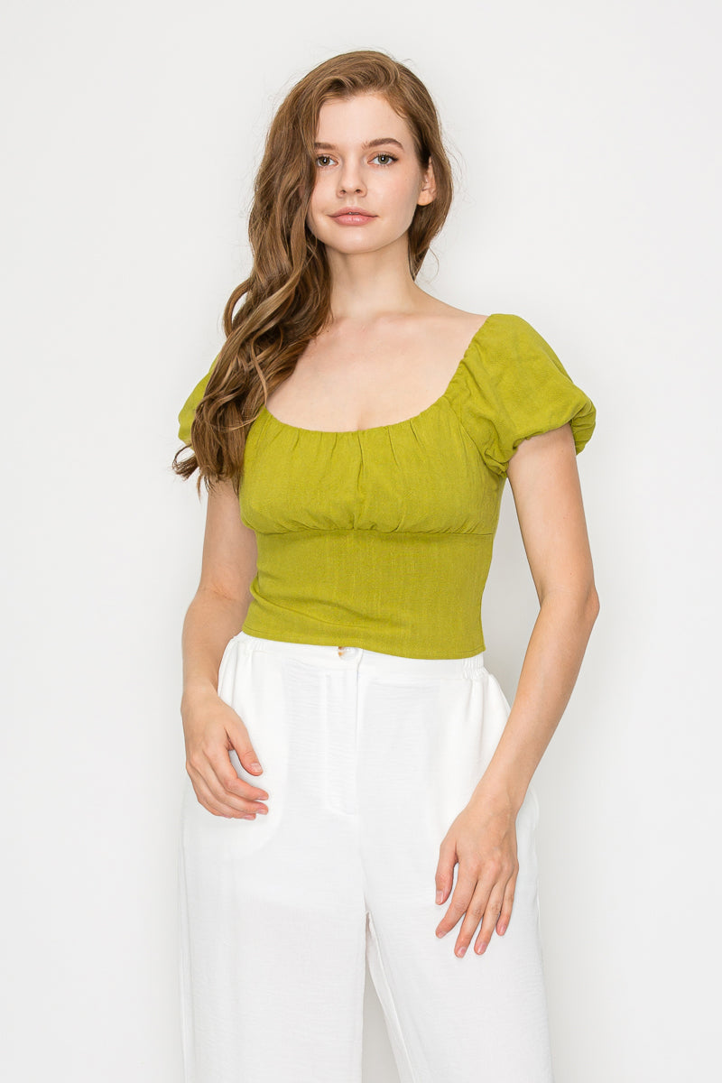 Blusa de Manga Corta Abullonada