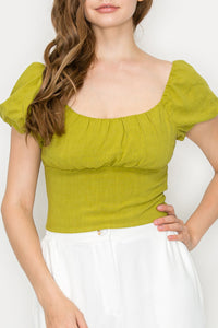 Blusa de Manga Corta Abullonada