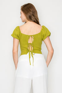 Blusa de Manga Corta Abullonada