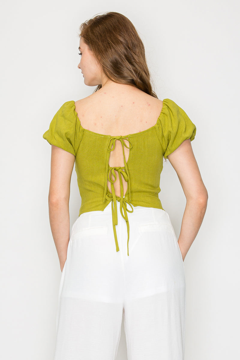 Blusa de Manga Corta Abullonada