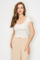 Blusa de Manga Corta Abullonada