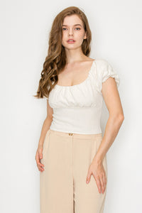 Blusa de Manga Corta Abullonada