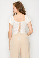 Blusa de Manga Corta Abullonada