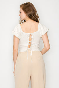 Blusa de Manga Corta Abullonada