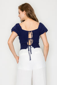Blusa de Manga Corta Abullonada