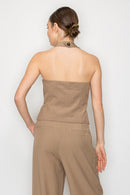 Chaleco cruzado sin mangas color taupe
