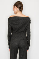Blusa off shoulder manga larga