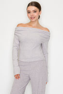 Blusa off shoulder manga larga