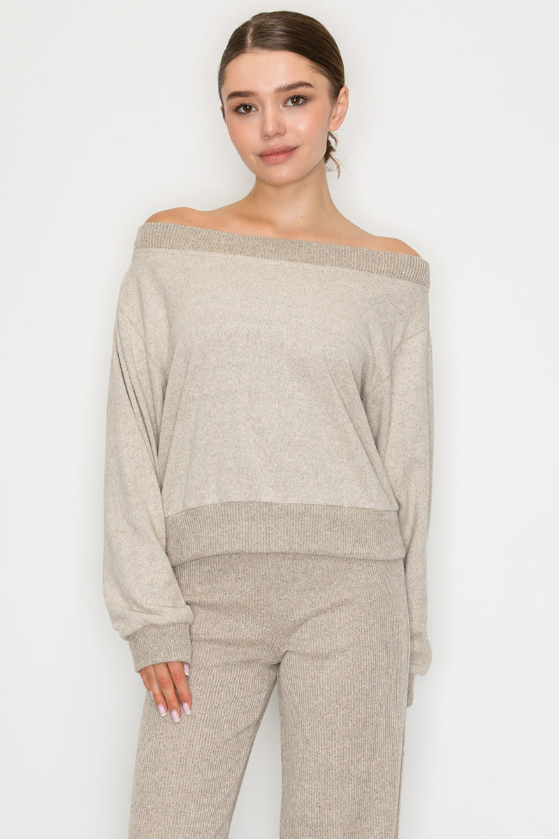 Blusa tejida off shoulder