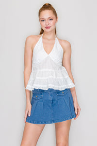 Blusa halter con olanes