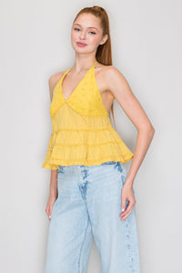 Blusa halter con olanes