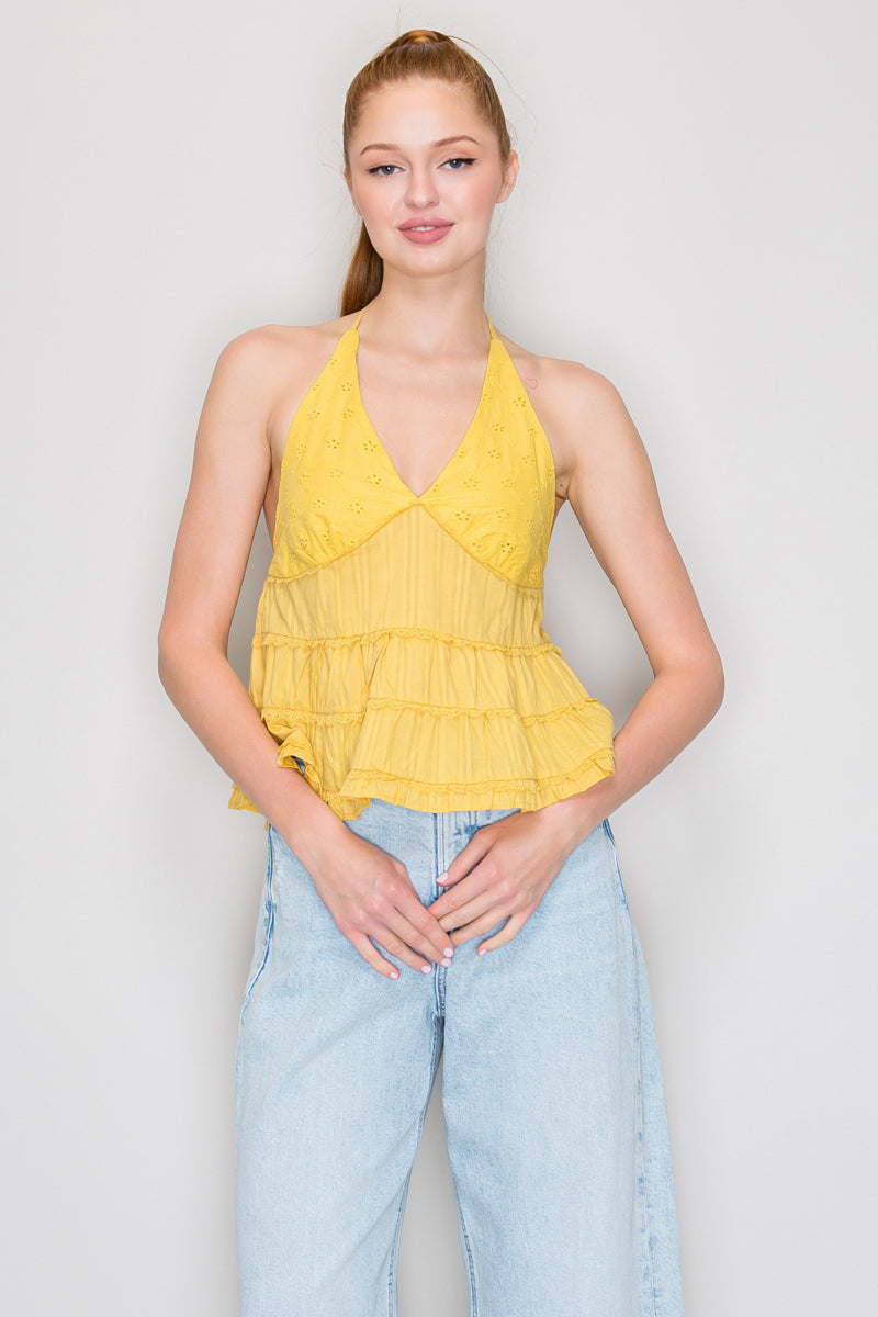 Blusa halter con olanes