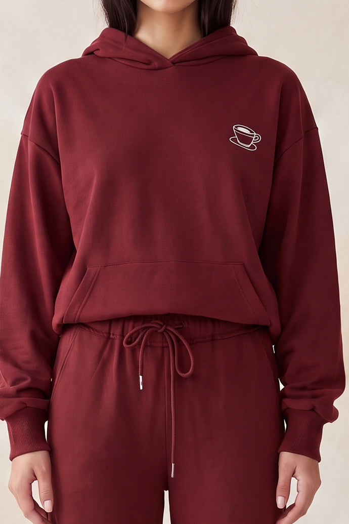 Sudadera con capucha y bordado de taza