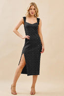 Vestido midi de lunares con abertura lateral
