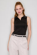 Blusa tipo polo sin mangas