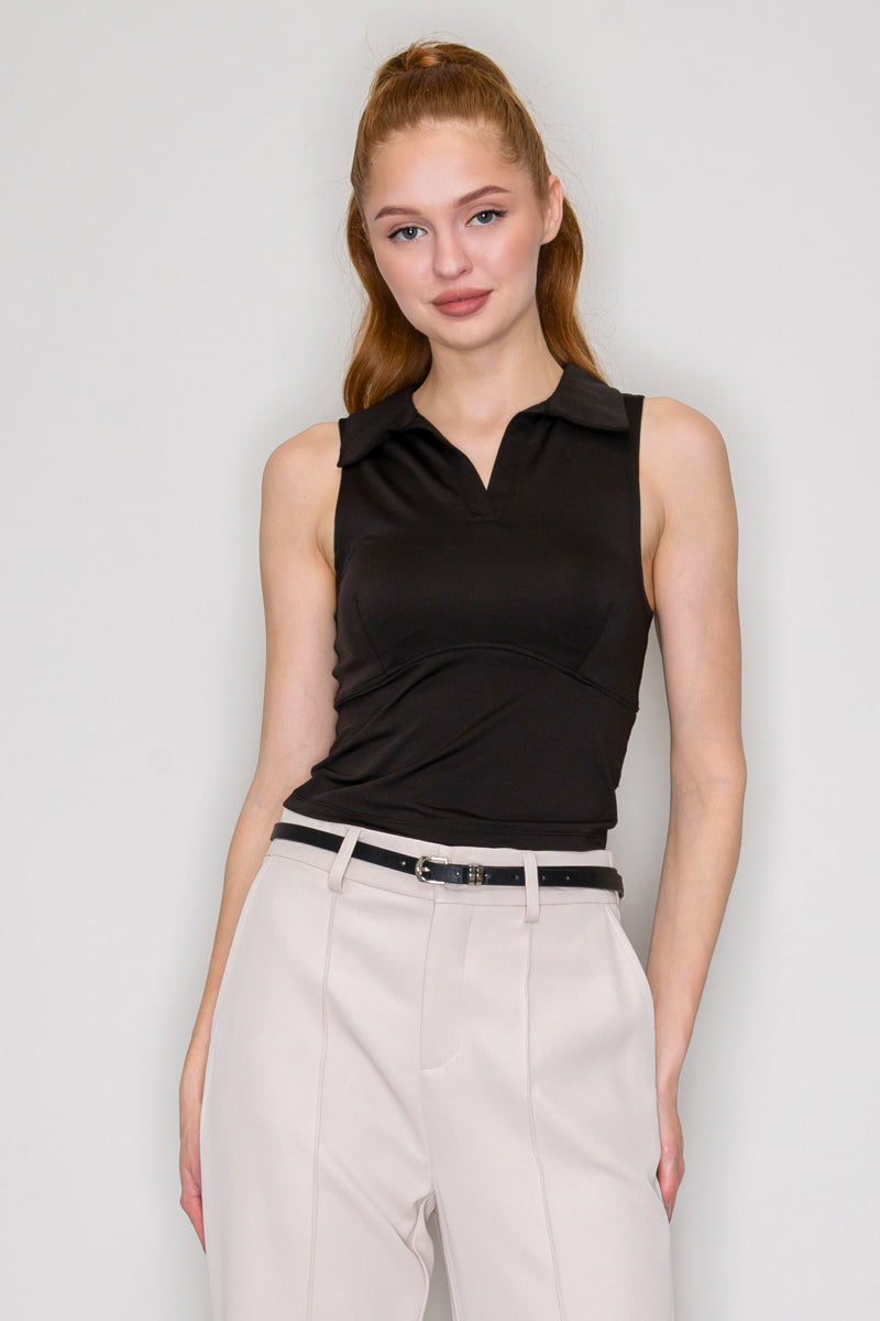 Blusa tipo polo sin mangas