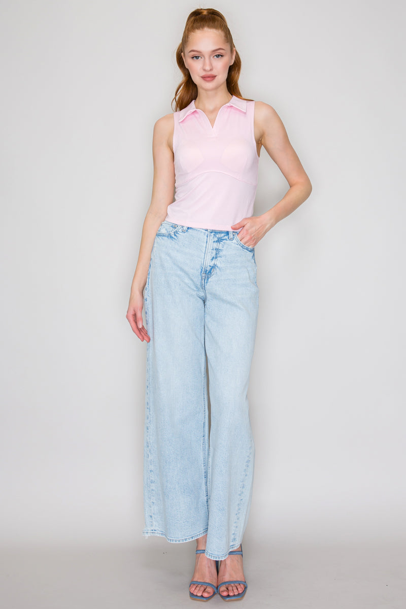 Blusa tipo polo sin mangas