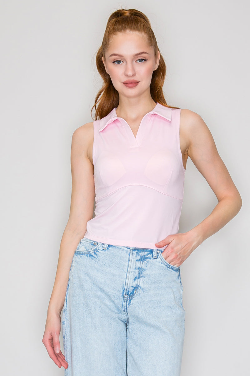 Blusa tipo polo sin mangas