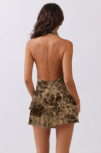 Romper halter estampado con escote drapeado