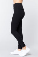 Leggings negros con pretina cruzada y corte ajustado