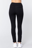 Leggings negros con pretina cruzada y corte ajustado