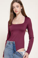 Blusa cuello cuadrado manga larga