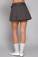 Falda Gris Plisada Con Cinturilla
