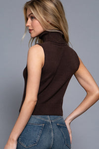 Suéter sin mangas cuello alto