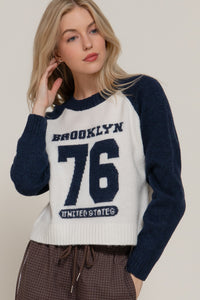 Suéter blanco con azul brooklyn 76