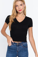 Blusa de Tejido Acanalado Manga Corta