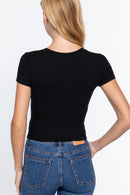 Blusa de Tejido Acanalado Manga Corta