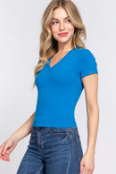 Blusa de Tejido Acanalado Manga Corta