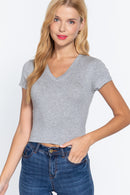 Blusa de Tejido Acanalado Manga Corta