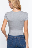 Blusa de Tejido Acanalado Manga Corta