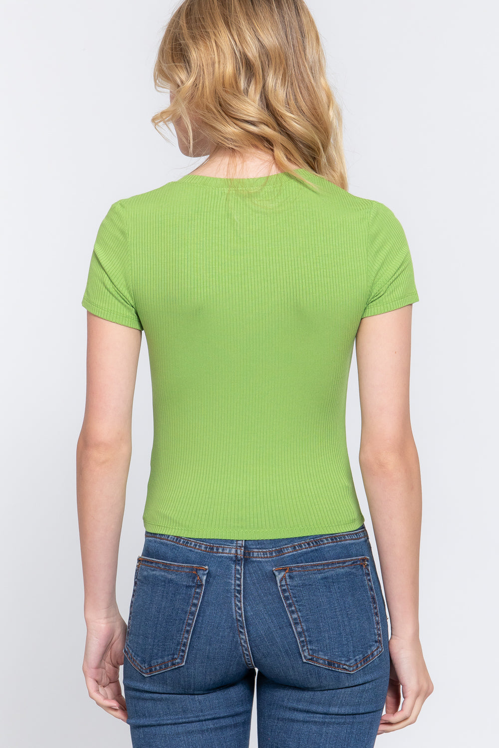 Blusa de Tejido Acanalado Manga Corta
