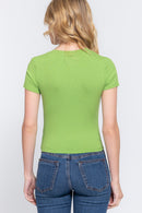 Blusa de Tejido Acanalado Manga Corta