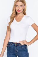 Blusa de Tejido Acanalado Manga Corta