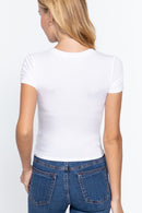 Blusa de Tejido Acanalado Manga Corta