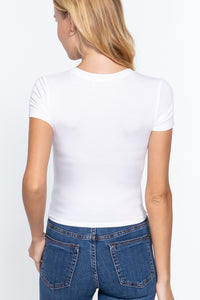 Blusa de Tejido Acanalado Manga Corta