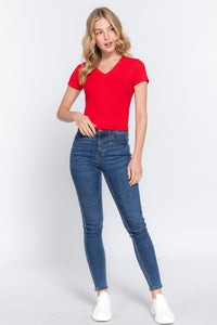 Blusa de Tejido Acanalado Manga Corta