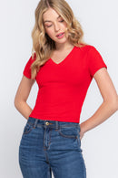 Blusa de Tejido Acanalado Manga Corta