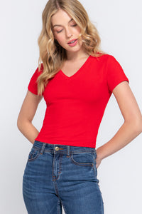Blusa de Tejido Acanalado Manga Corta