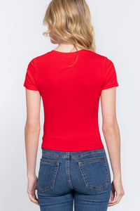 Blusa de Tejido Acanalado Manga Corta