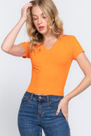 Blusa de Tejido Acanalado Manga Corta