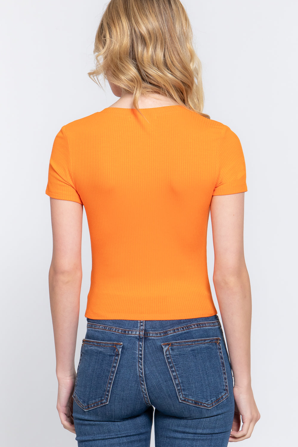 Blusa de Tejido Acanalado Manga Corta