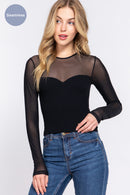 Blusa manga larga con transparencia